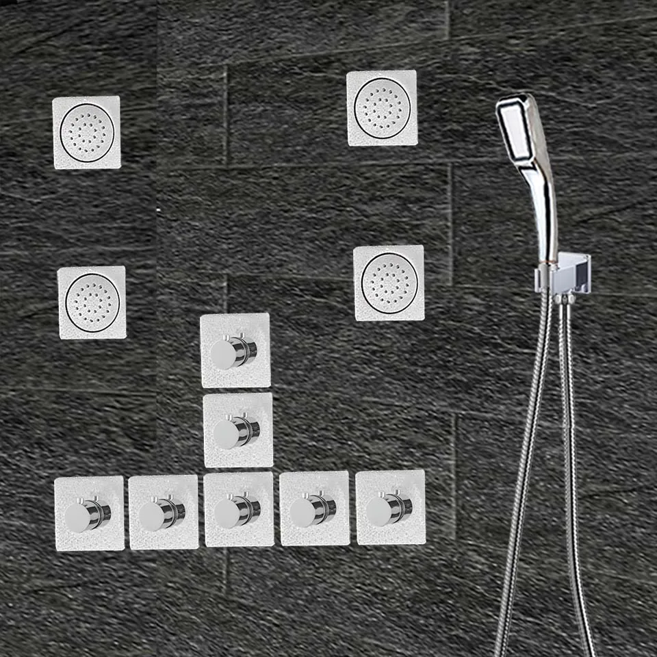 Large-flow thermostatic valve with LED Ceiling Shower Head Quick open mixer Luxury Bath Rain Waterfall Mist massage Z5422 | Обустройство