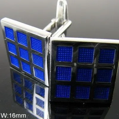 IGame Модные Запонки синий цвет эмаль квадратная проверка дизайн для бизнеса