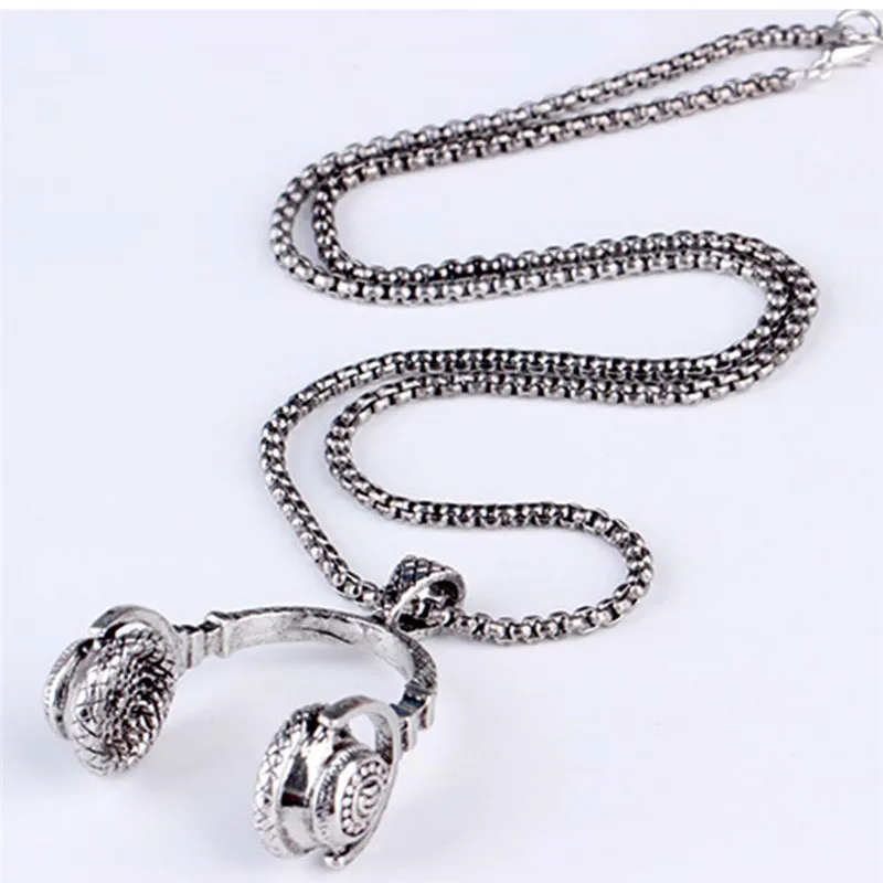 ROMAD панк Музыка подвеска в виде наушников ожерелья Золото/цепь для мужчин женщин