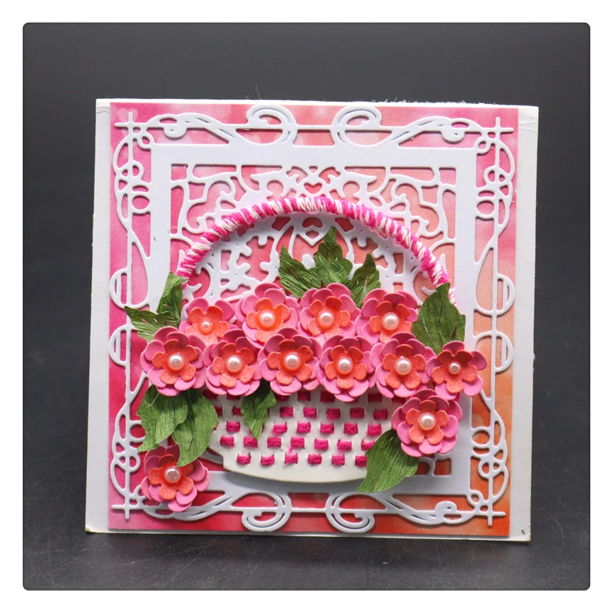 YINISE металлические режущие штампы для трафареты скрапбукинга Цветочная корзина