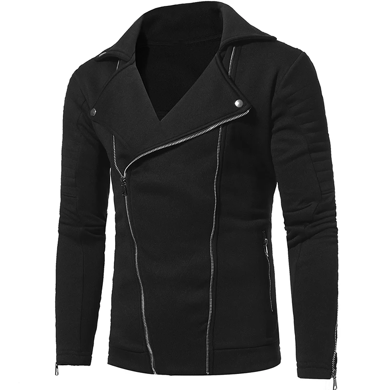 Слева Встроенная память 2018 мужской моды Весна slim Fit Диагональ молния дизайн