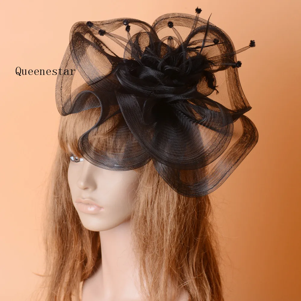 New Vogue Black Wedding Hat Fascinator Clip Feather Mesh Net Headdress Women Bridal Cocktail Gauze Floral Hair Accessories |