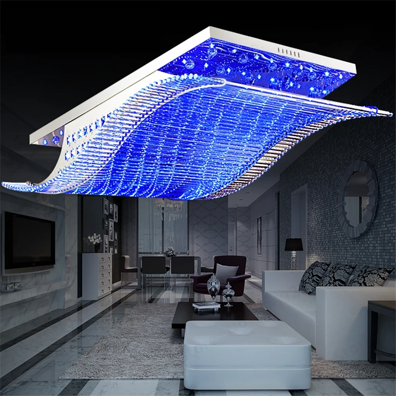 Wonderland-lámpara de techo con control remoto para el hogar y la sala de estar luces LED de hierro de cristal modernas, cambio de 4 colores, Lustre, PLL-700
