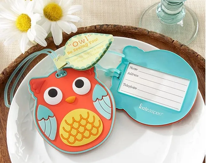 

DHl free shipping 100pcs Wedding Favor Owl luggage tag wedding gifts