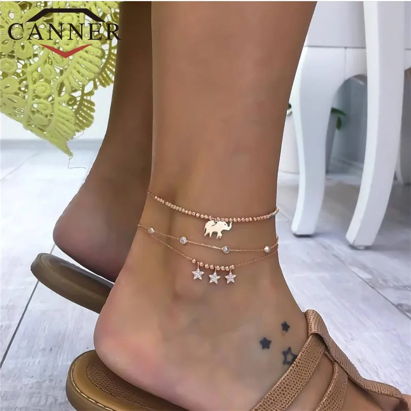 CANNER 3 шт./компл. элегантный браслет на ногу золотого цвета со звездами модные