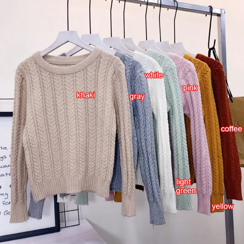 Вязаные свитера Мода 2018 Для женщин пуловер узоры с длинным рукавом Джемперы