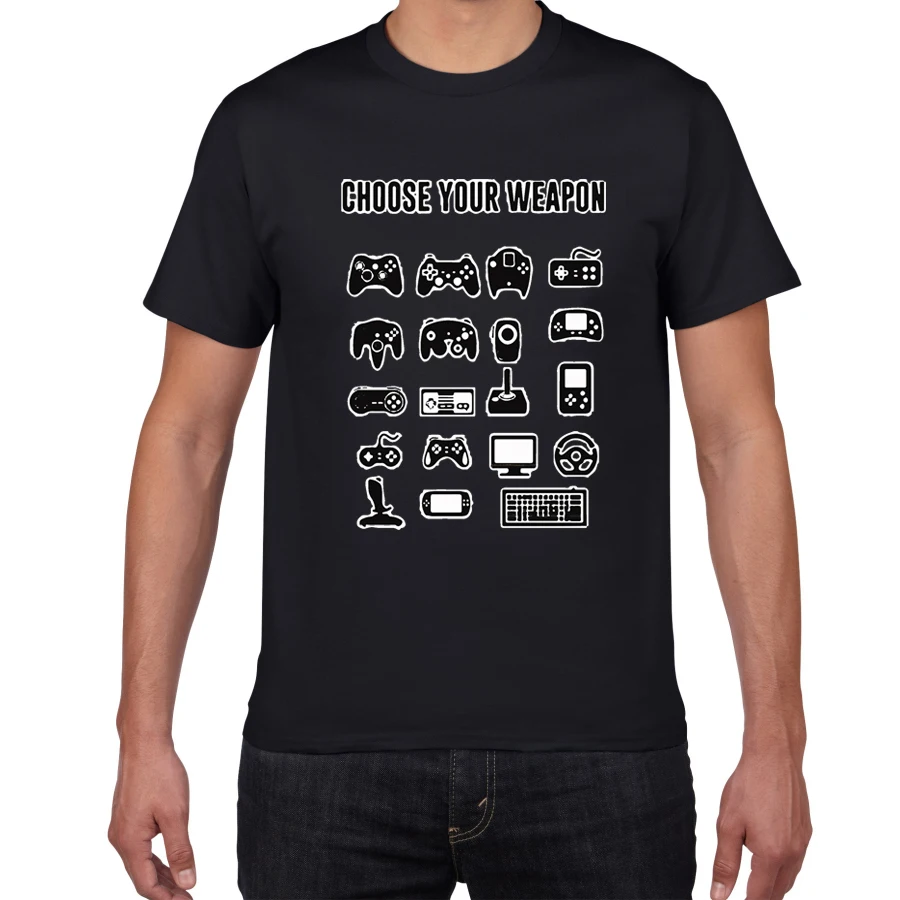 Scegliere La Vostra Arma Gamer Novità Video Giochi Sarcastic Mens T Shirt Divertente gioco fan Controller di Gioco streetwear uomini della maglietta degli uomini