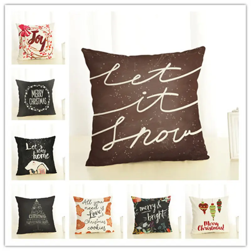 New Year Christmas Decorations For Home Ornaments Navidad Natal Frozen Decorative Word Gift Cushion Cover | Дом и сад