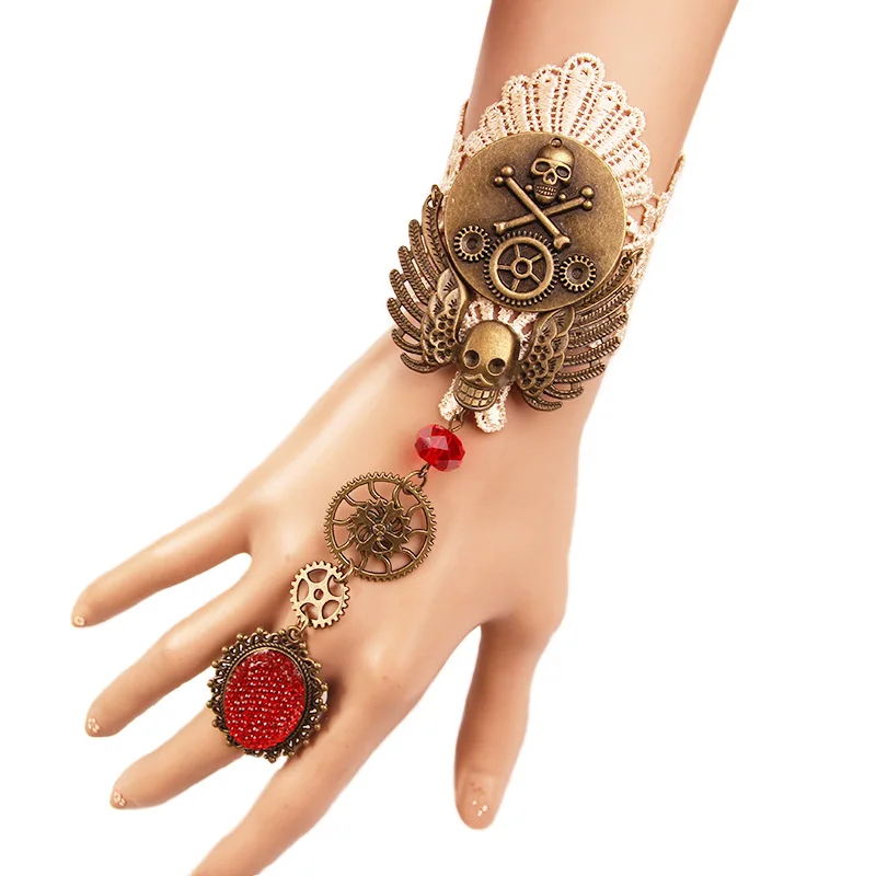 Hot-selling retro European and American steam engine gear Bracelet skeleton female Creativity Halloween ring hand ornaments | Украшения и
