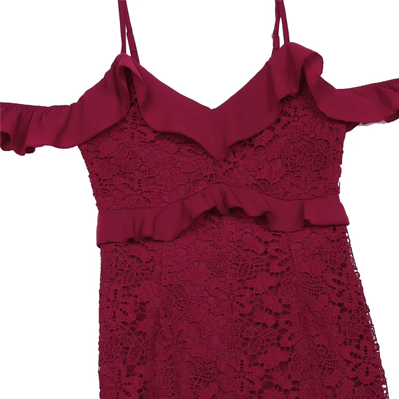 Женское асимметричное платье макси на бретелях спагетти с оборками|Коктейльные