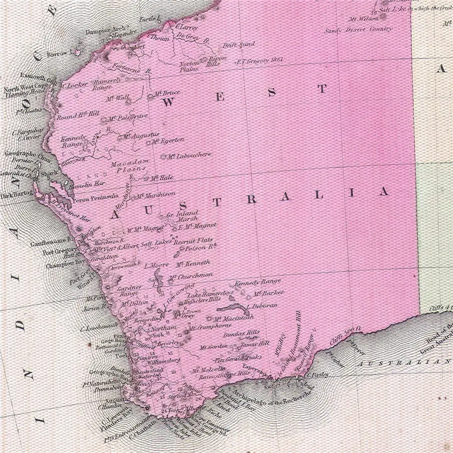 1865 карта географика Австралия винтажный постер Кафе Ретро настенная
