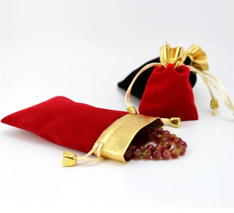 50 шт./лот высококачественные черные бархатные мешочки на шнурке трех размеров