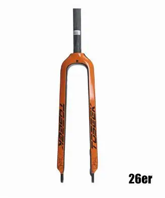 26er orange TOSEEK 26/27. 5/29 дюймов труба из углеродистого волокна 3K полностью из углеродного волокна, 1-1/" Велосипедная вилка Mtb горный велосипед вилка, части велосипеда - Color: 26er orange