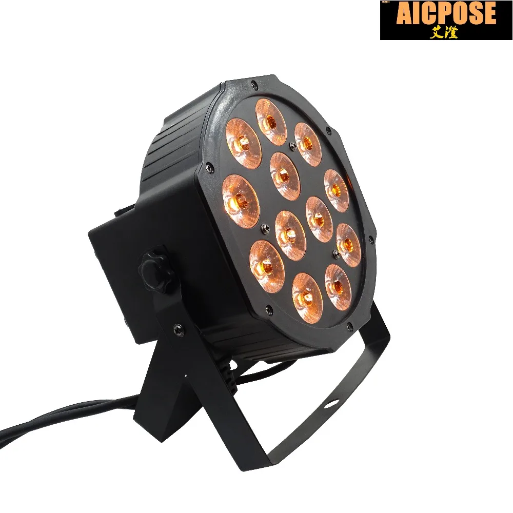 

12pcs/lots 12x12W led Par light RGBWA UV 6in1 flat par led Can Par 64 led wall washer spotlight stage light with flight case