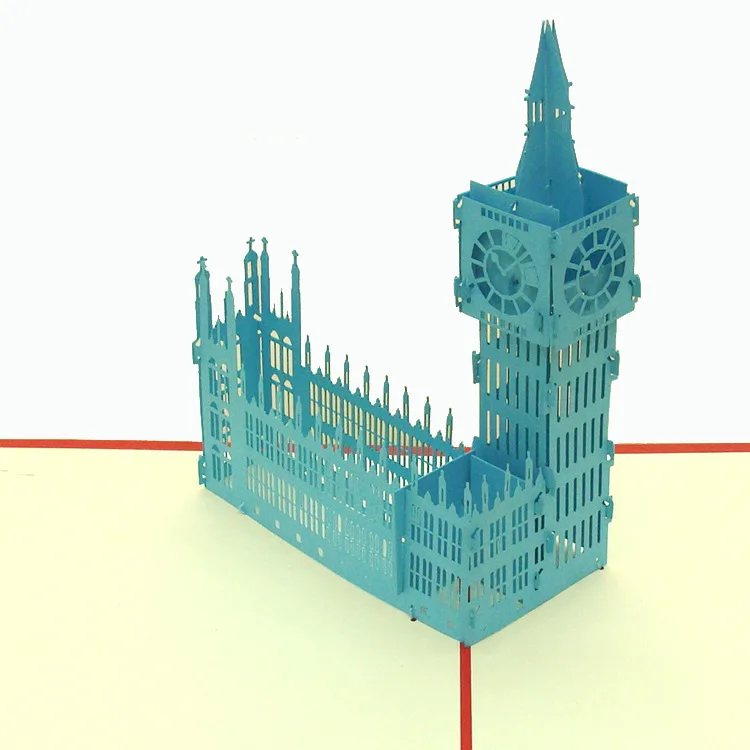 big ben-blue Нотр-Дам де Пари миниатюры день рождения 3D карты Карта мира аттракционы деловые приглашения карты мальчик подарки туристическая открытка - Цвет: big ben-blue