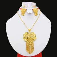 adixyn new ethiopian weddingparty jewelry sets gold color necklacependantearring jewelry habesha african women gifts