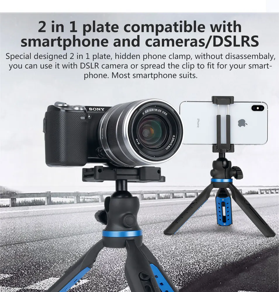 Ulanzi TT20 Выдвижной мини-штатив для DSLR камеры 2 в 1 держатель для телефона Штатив для iPhone Xs Max X samsung S8 S9 S7 Canon Nikon