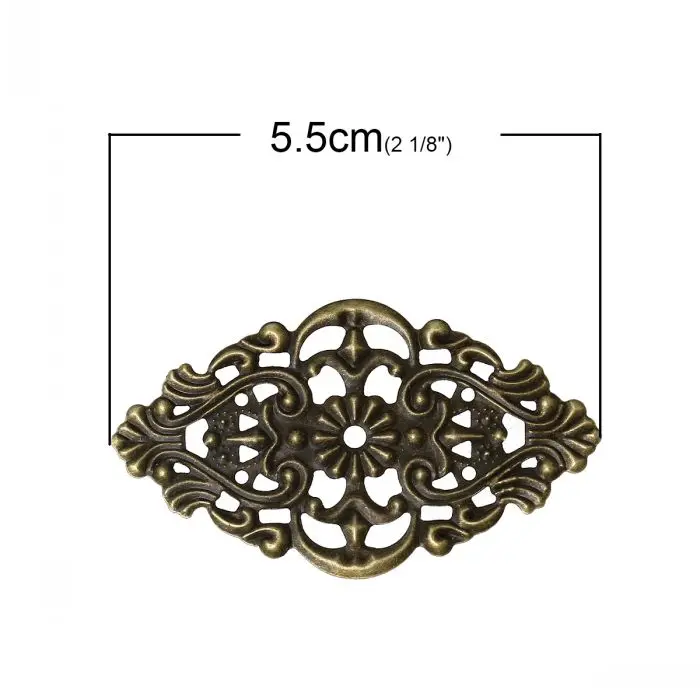 8 сезонов фурнитура для украшений филигрань коннекторы ромб античная бронза 5 см