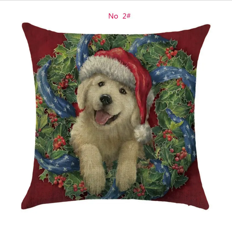 2 45 см* 45 см собаки и кошки Рождественская льняная Наволочка на подушку/хлопковый диван наволочка Рождество decoracion наволочка - Цвет: 2