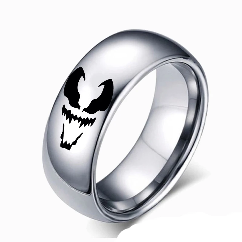 Модное байкерское кольцо Venom, черное кольцо Marvel, черное кольцо из нержавеющей стали в стиле хип-хоп, мужские аксессуары, дропшиппинг, Venom - Цвет основного камня: SLIVER