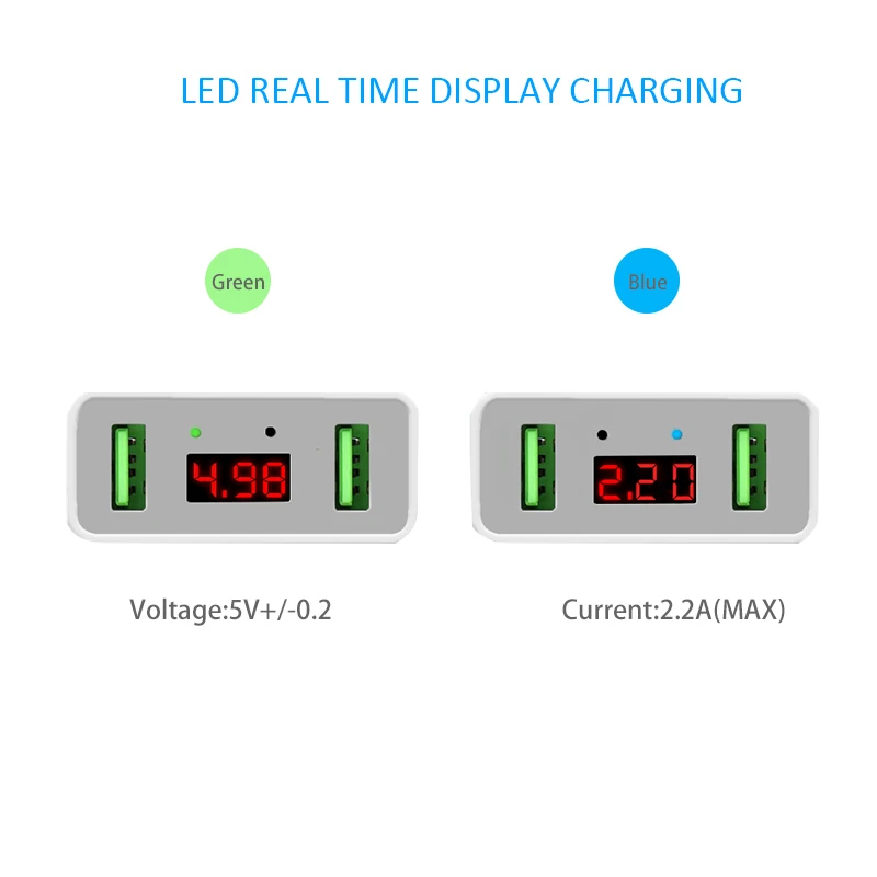 STOD Dual USB зарядное устройство 2 порта светодиодный дисплей зарядка 2.2A Макс. Для iPhone iPad samsung huawei Mi zte Oneplus htc LG настенный адаптер