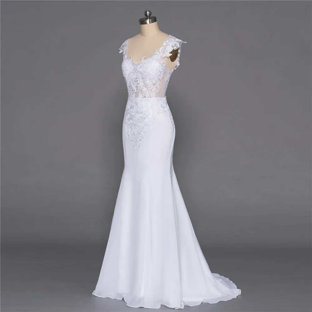 Пляжное свадебное платье Vestido De Noiva Свадебные платья русалки Кепки рукава шифон