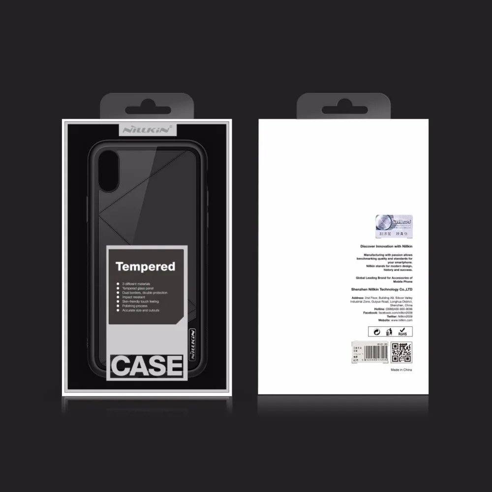 Tempered Glass Back Cover Case For iphone X NILLKIN Clear for Apple with luxury Retail package |