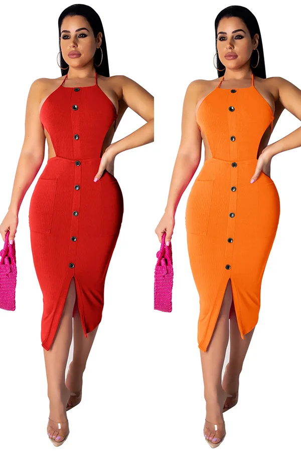 Женское трикотажное платье с открытой спиной однотонное повседневное