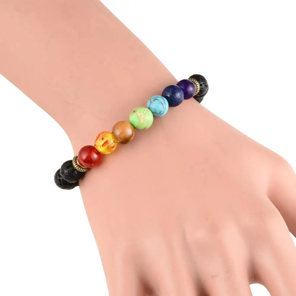 Браслет с 7 чакрами для мужчин и женщин регулируемая нить из натурального камня