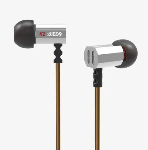 Silver no mic Оригинальные наушники KZ ED9 Super Bass In Ear, музыкальные наушники с диджейскими наушниками, Hi-Fi стерео наушники, шумоизолирующие спортивные наушники с микрофоном - Цвет: Silver no mic