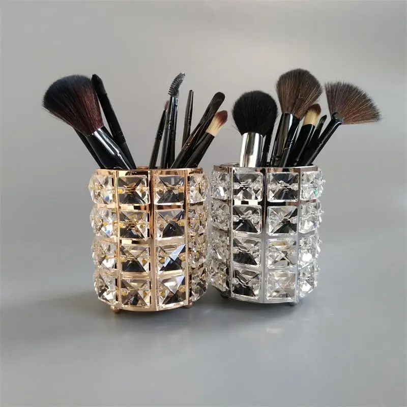 Bling Персонализированная Кисть для макияжа держатель Органайзер золотой кристалл
