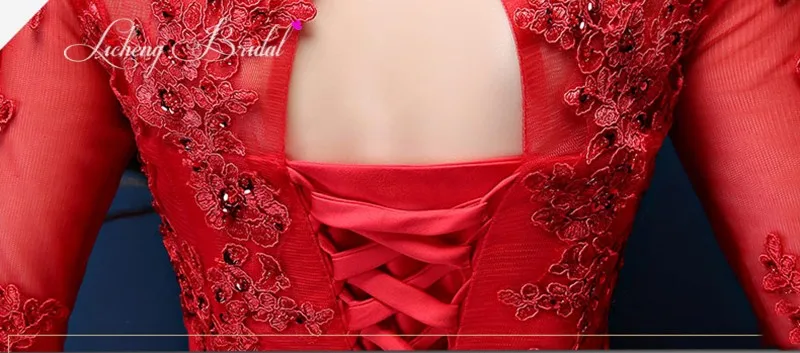 LiCheng Bridal длинные рукава выпускного вечера dress бисера пром платья короткие A-Line