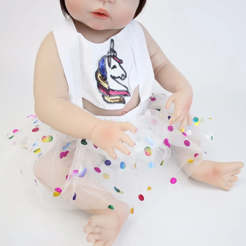 55 см полный Силиконовый Reborn Baby Doll игрушка мягкая виниловая новорожденная