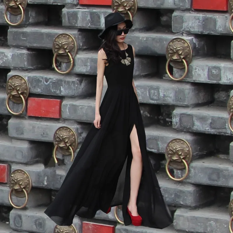 WBCTW сексуальное пляжное платье эластичный пояс без рукавов повседневное длинное