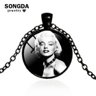 SONGDA ретро звезды Мэрилин ожерелье с изображением Монро черный, Белый Цвет Арт плакат стекло кабошон ожерелье с кулоном ностальгическая коллекция
