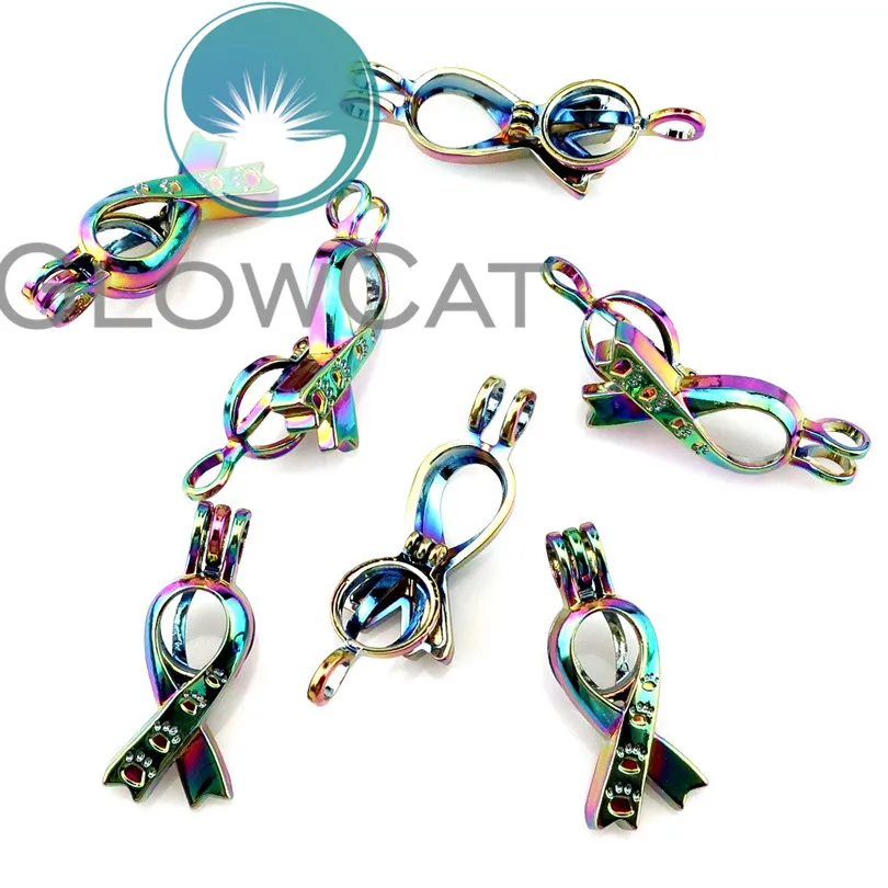 R-C646 Радуга Цвета лента с принтом кошачий коготь бисер Клетка подвеска духи
