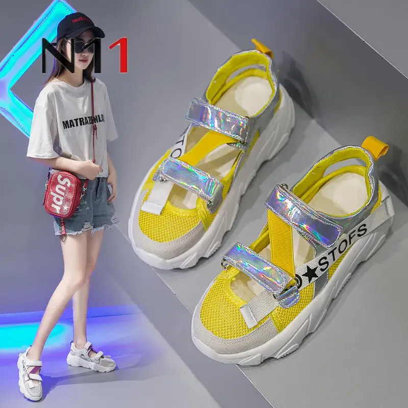 2019 г. летние женские дышащие спортивные сандалии на платформе женская обувь с