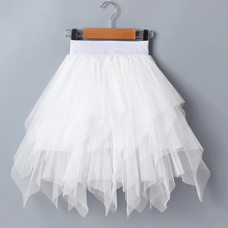 Babyinstar Summer Tutu Skirt Tulle Girl Irregular Design Baby Girl Clothes Kids Tutu Cute Baby Skirts Girl Kids Clothes Skirt - Color: White