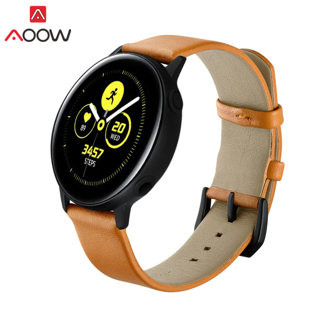 Ремешок из натуральной кожи для Samsung Galaxy Watch Active браслет Gear Sport S2 classic Amazfit Garmin vivoactive