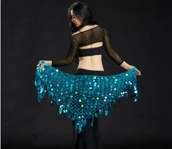 as picture Танец живота Костюм Bling Sequine хип шарф Племенной Бахрома Кисточкой обёрточная бумага пояс сплошной цвет Красный Серебряный Золотой - Цвет: as picture