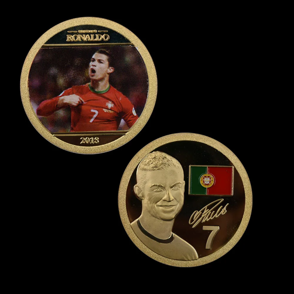 Памятная монета Золотая памятная медаль 2 шт./компл. 2018 Кубок мира ПОРТУГАЛИЯ 7 C