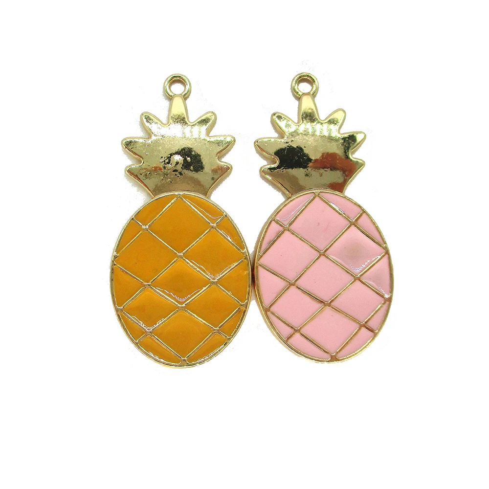 10 шт. эмалированная ананас амулеты из сплава Золото Тон ожерелье с подвеской для