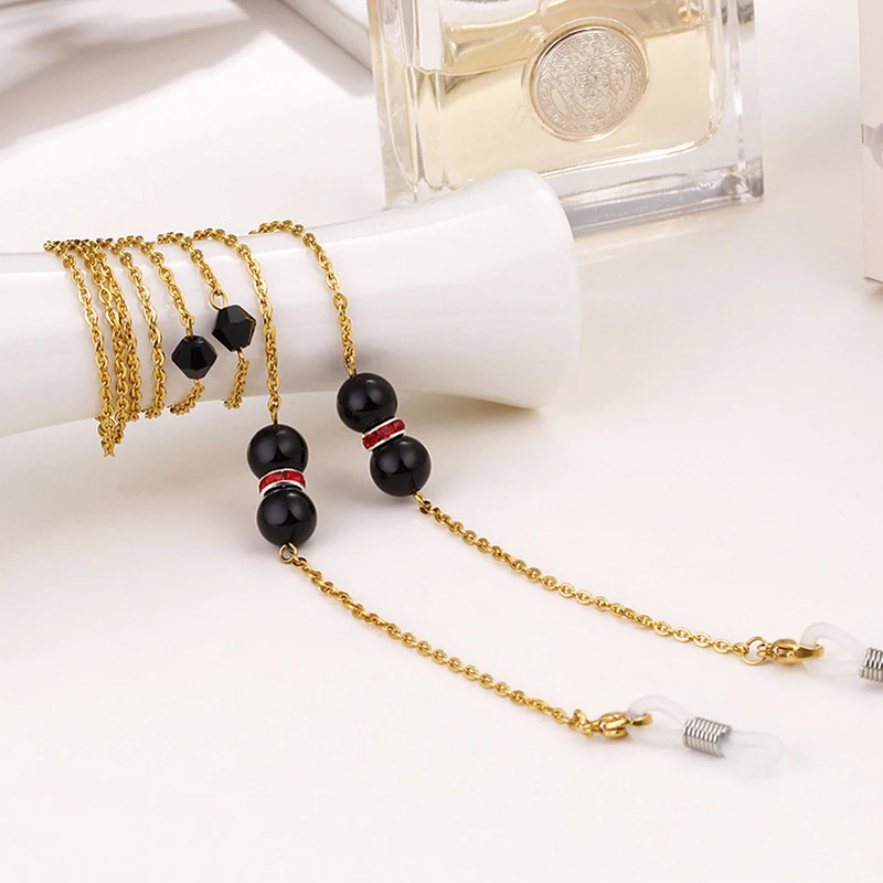 Позолоченные Акриловые Хрустальные Бусины цепочка для очков шнур ретро