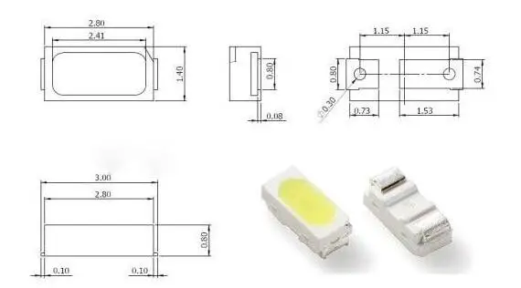 5 значений x 20 шт. = 100 (100 шт./лот) 3014 SMD светодиодные наборы красный желтый синий