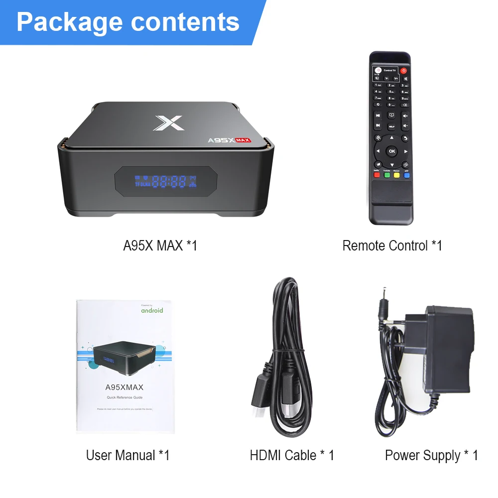 ТВ-приставка A95X MAX 4 Гб 64 ГБ Android 8 1 Smart Amlogic S905X2 2 ГГц/5 ГГц WIFI медиаплеер 4K приставка