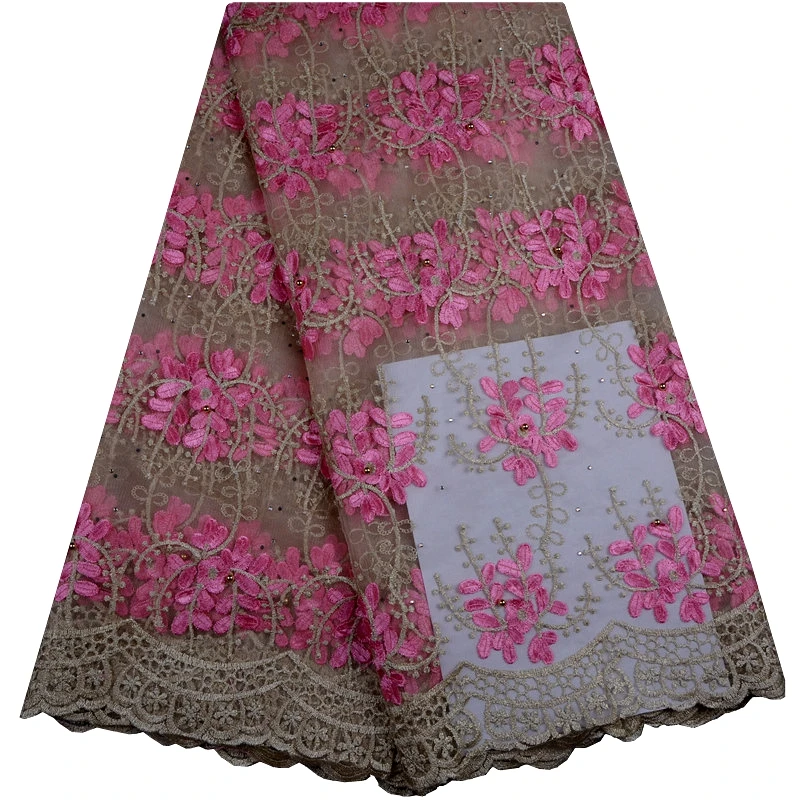 

2018 Latest Stones French Nigerian Laces Fabric High Quality Tulle African Laces Fabric Wedding African French Tulle Lace 882B