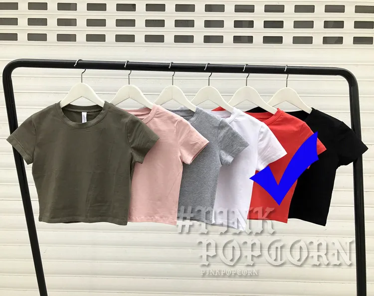 Женские Базовые укороченные топы футболки с коротким рукавом женские брендовые Новые повседневные футболки летние женские футболки милый укороченный топ - Цвет: Color 5