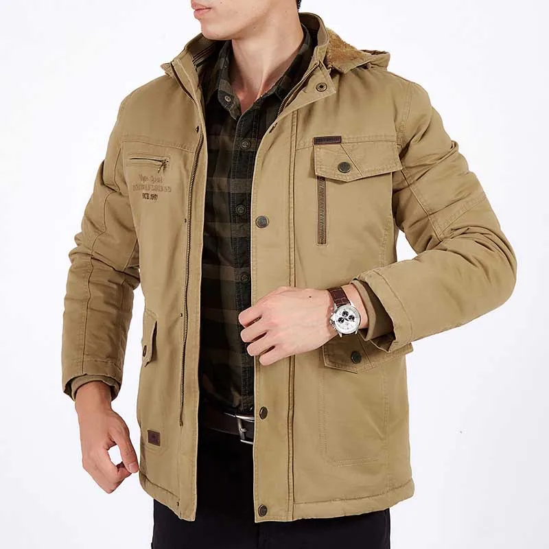 Plus Size 8XL Autumn Winter Fleece Coat Men Casual Hooded Jacket Thick Warm Parka Cotton Loose Baggy WIndbreaker Male Clothes