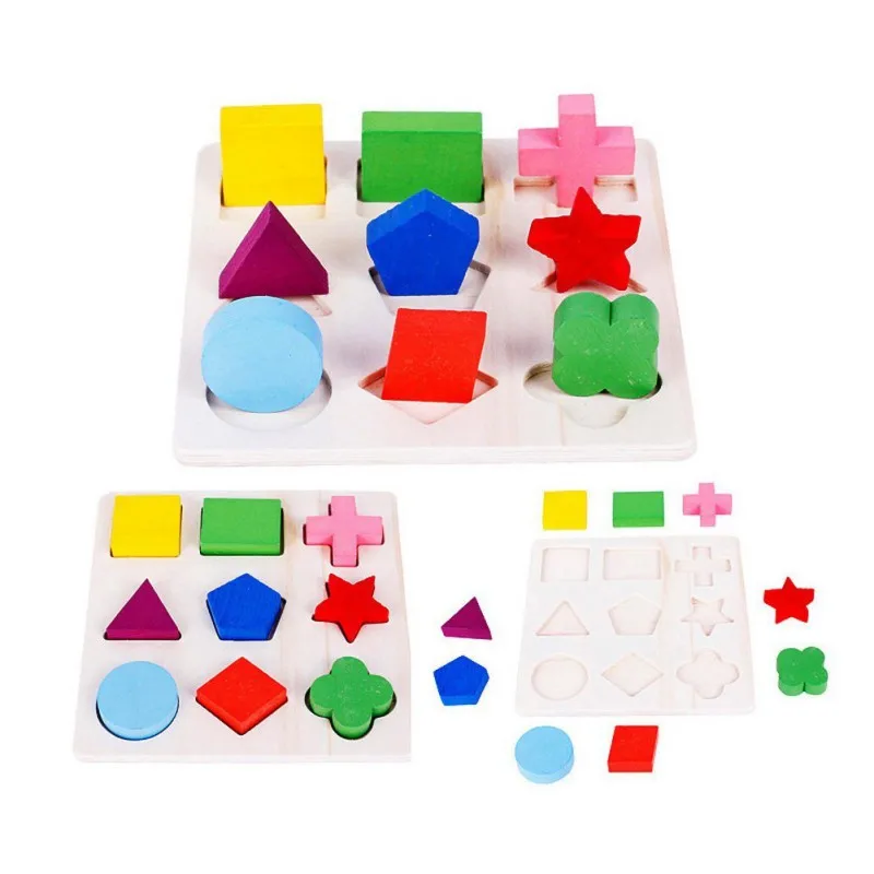 Детская деревянная детская игрушка с геометрическим блоком Обучающие Игрушки