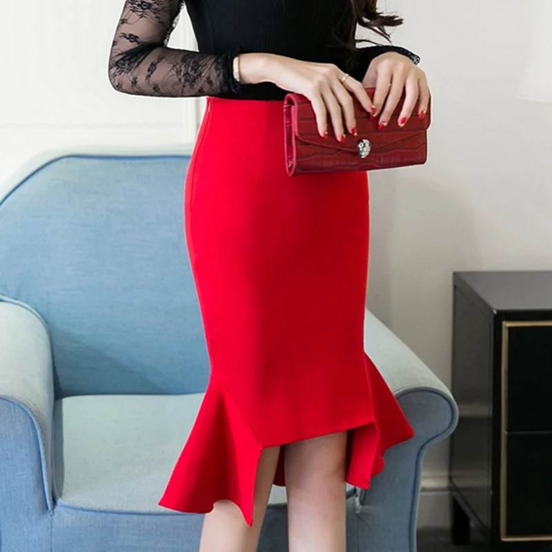 Юбка-карандаш Женская средней длины из эластичной ткани | одежда